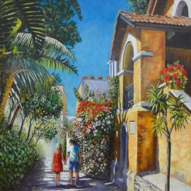 a romantic couple strolling through Capri